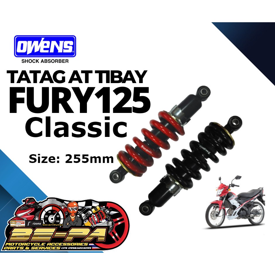 Owens 255mm Mono Shock for Fury Classic/Cbr 150 V1 V2 V3/Rusi SSX200 ...