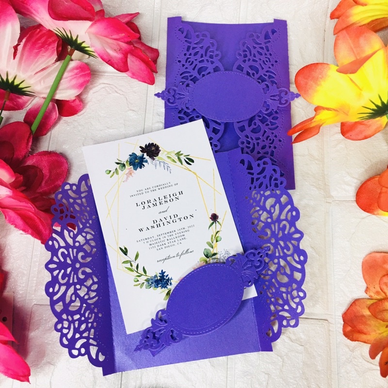 4R BUTTERFLY CUT WEDDING INVITATIONS COVER | Shopee Philippines