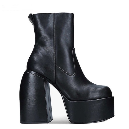 Winter Women Boots Chunky Platform High Heels Zipper Knee High Boots ...