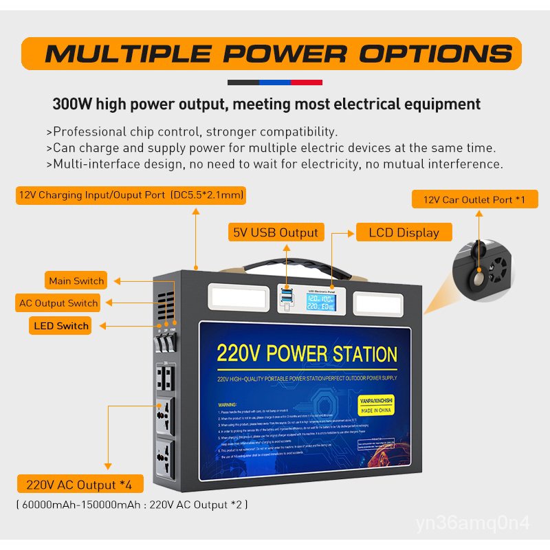 【Official】VANPA 300W Portable Power Station AC 220V Output Backup ...