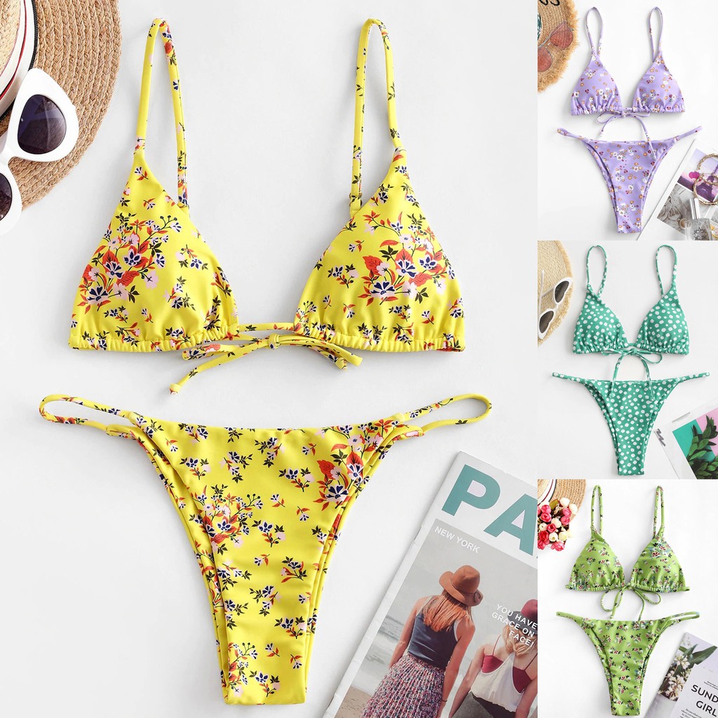 Ladymiss Women Bandeau Bandage Bikini Set Push Up Brazilian Swimwear Beachwear Swimsuit 