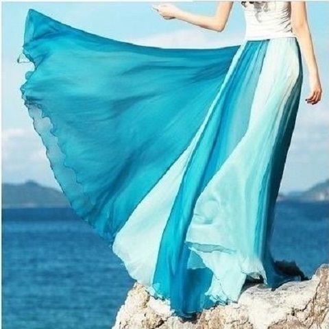 Bohemian Gold Chiffon Large Skirt Pleated Women High Waist Long Shopee Philippines