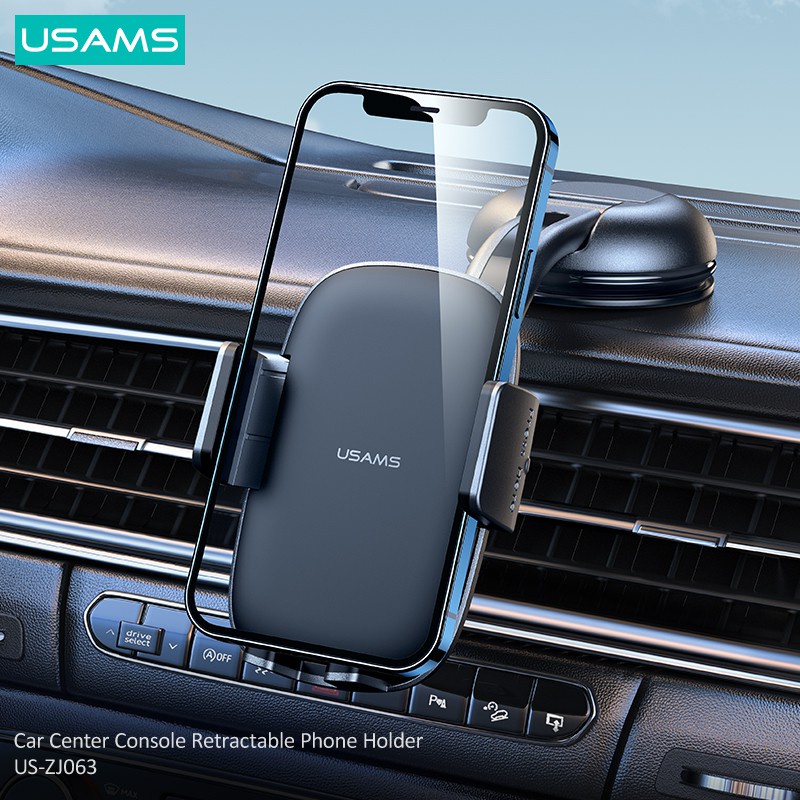 USAMS Car Center Console Retractable Phone Holder With Suction Cup