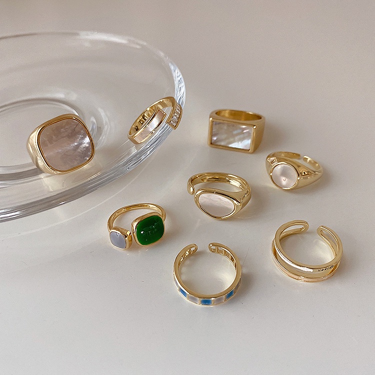 Retro shell metal open ring female Korean ring | Shopee Philippines