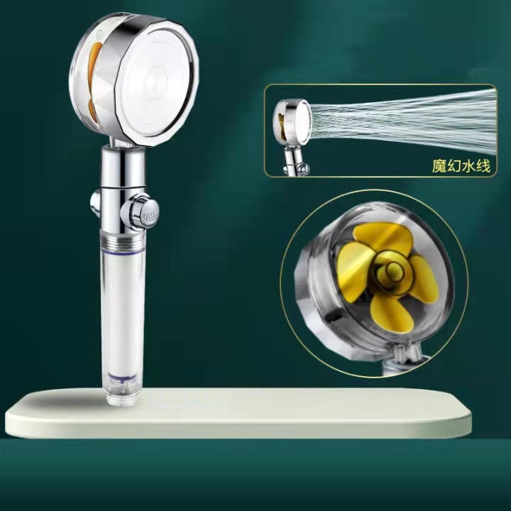 Shower Head Water Saving Flow 360 Degrees Rotating With Small Fan Abs