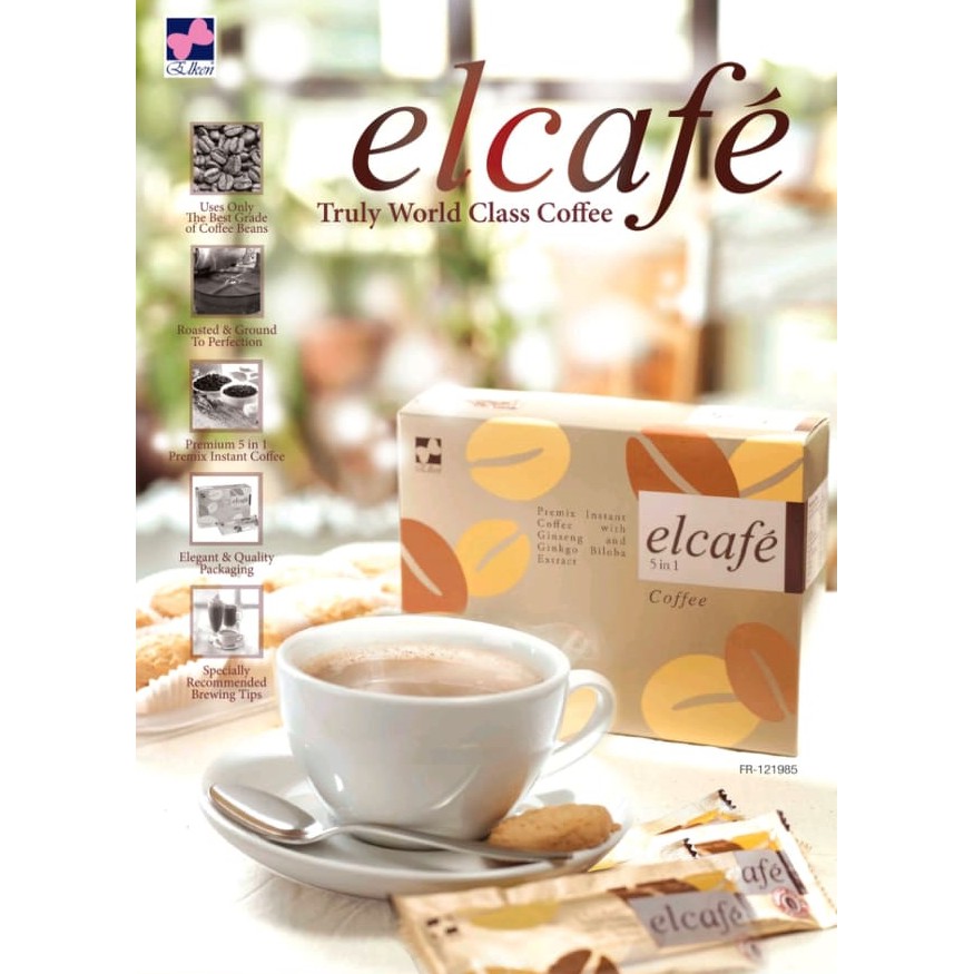 ELCAFE 5 IN 1 PREMIX INSTANT COFFEE WITH GINSENG AND GINKGO BILOBA EXTRACT (20S) Shopee
