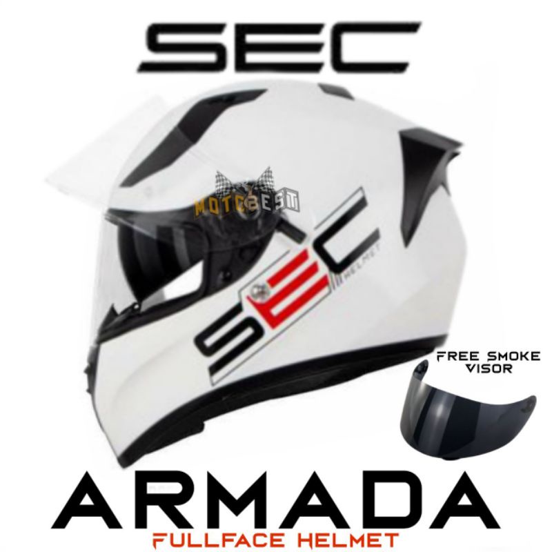 SEC Armada Fullface Dual Visor Helmet w/ Free Smoke Visor Shopee