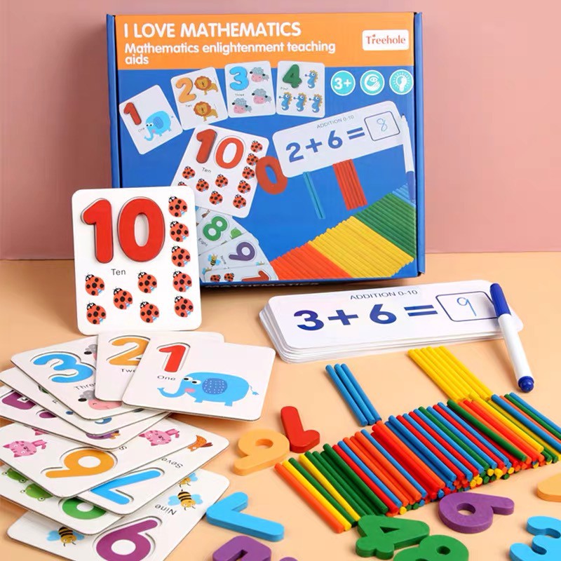 WOODEN MATHEMATICS COUNTING FLASH CARDS WITH STICKS | Shopee Philippines
