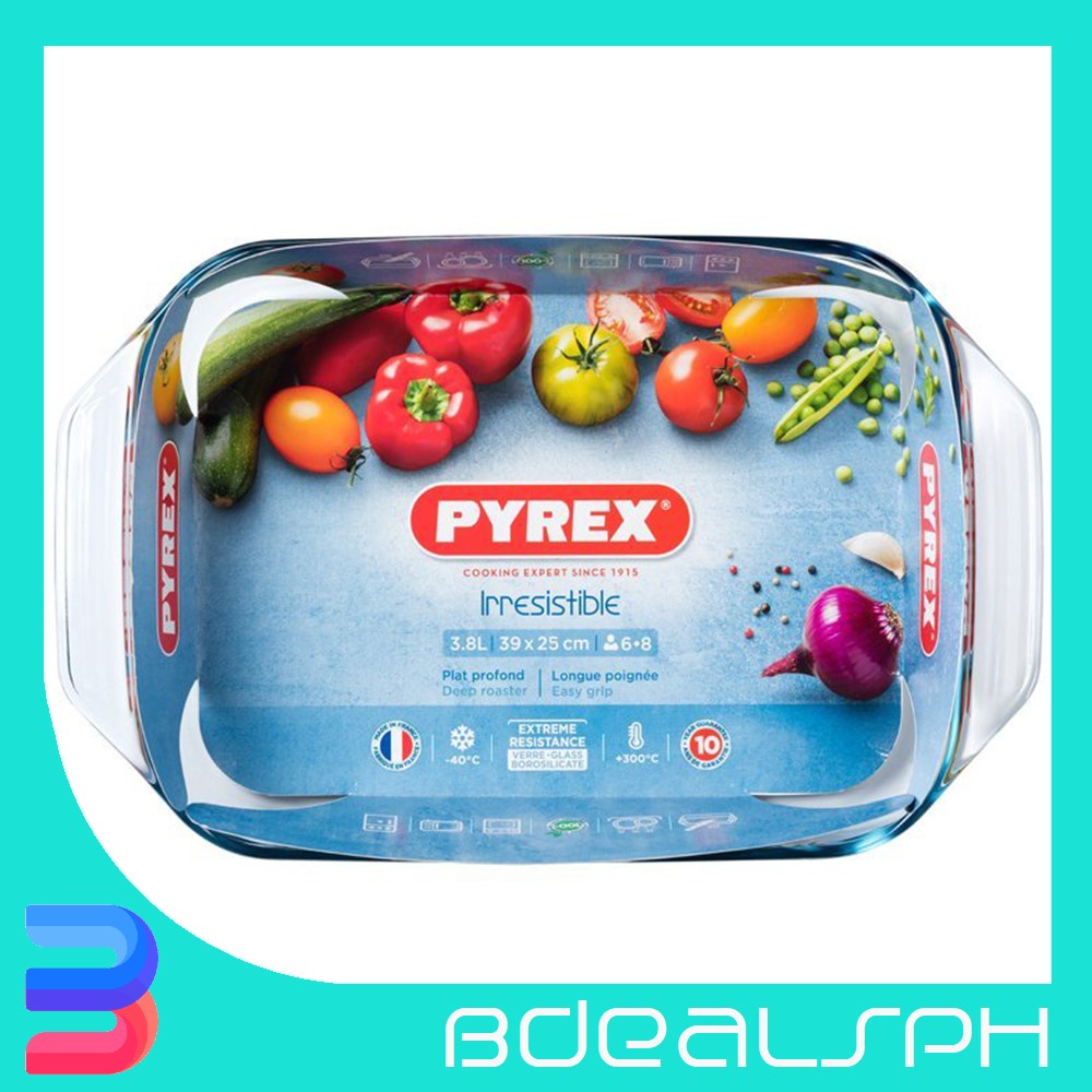 Pyrex IRRESISTABLE 3.8L Deep Large Borosilicate Rectangular Glass Dish ...