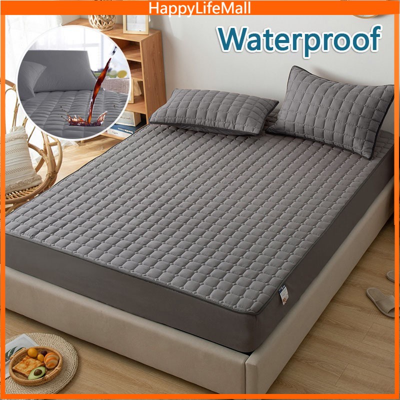 Waterproof Fitted Bedsheet Set Breathable Mattress Protector Cover Non