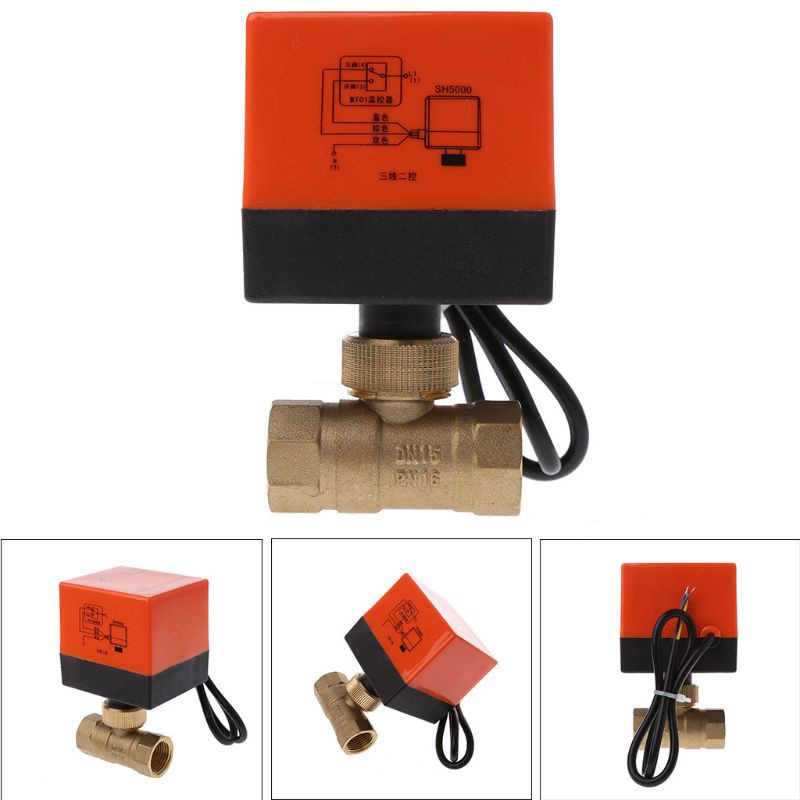 Jojo♥electric Motorized Brass Ball Valve Dn15 Ac 220v 2 Way 3 Wire With Actuator Shopee 8262