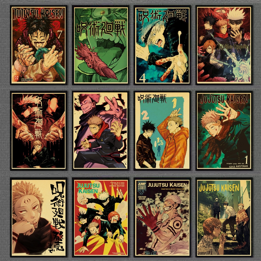 Anime Jujutsu Kaisen Retro Poster For Bar Kids Room Home Decor Painting ...