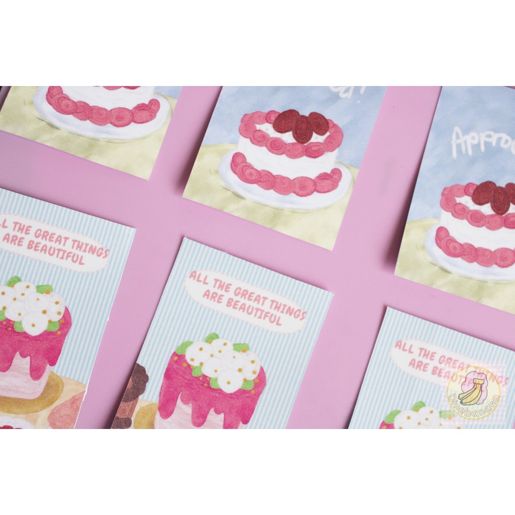 Art print- sweet cakes postcard pocket size laminated glitter finish by ...