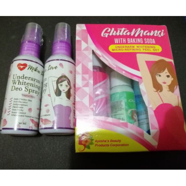 AUTHENTIC GLUTAMANSI UNDERARM WHITENING PEELING SET AYESHA & MIKA LOVE ...