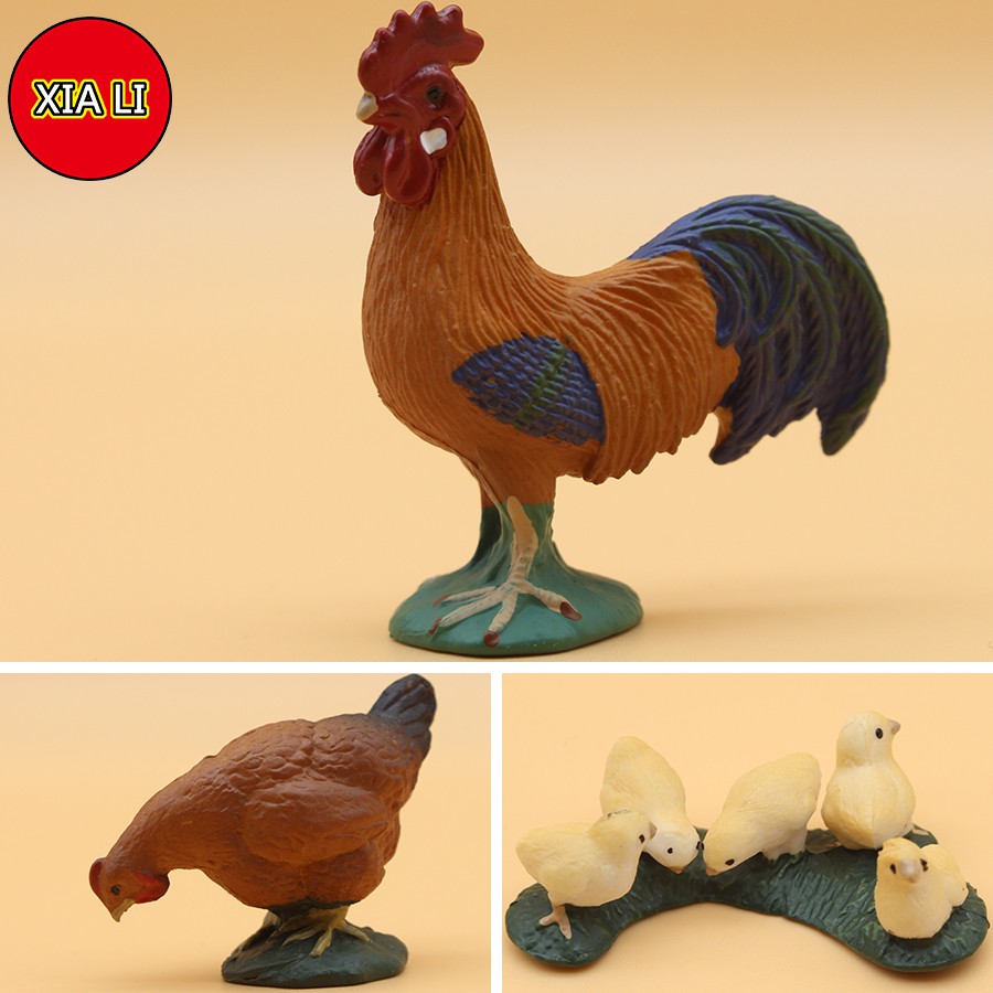 Simulation Farm Poultry Animal model Rooster Hen Chick Set Action ...