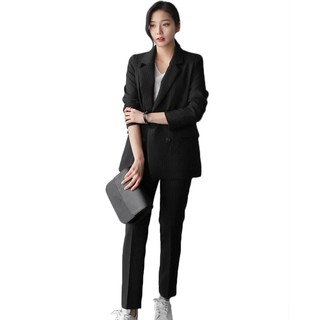 Women Sets】New Korean Style Ol Suit Stripe Suits Two Piece Women