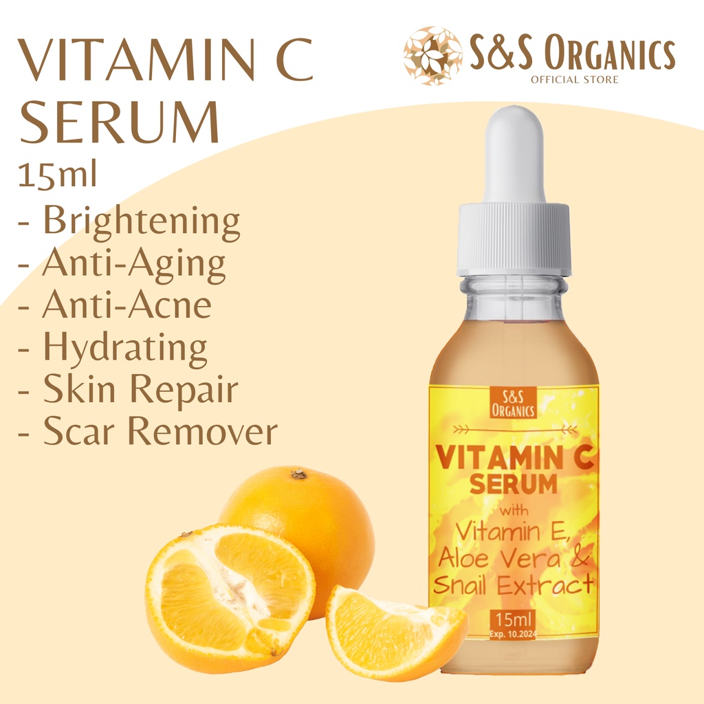 S&S Vitamin C Serum with Hyaluronic Acid, Niacinamide & Vitamin E 15ml ...