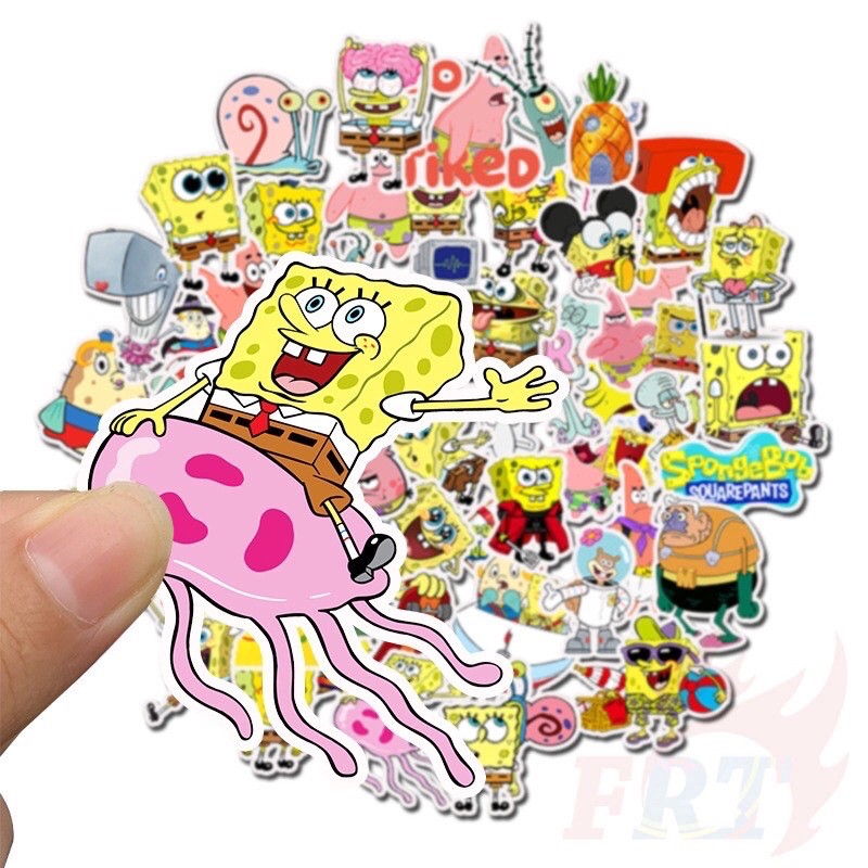 Spongebob squarepants sticker set of 60 different images / silk-pressed ...