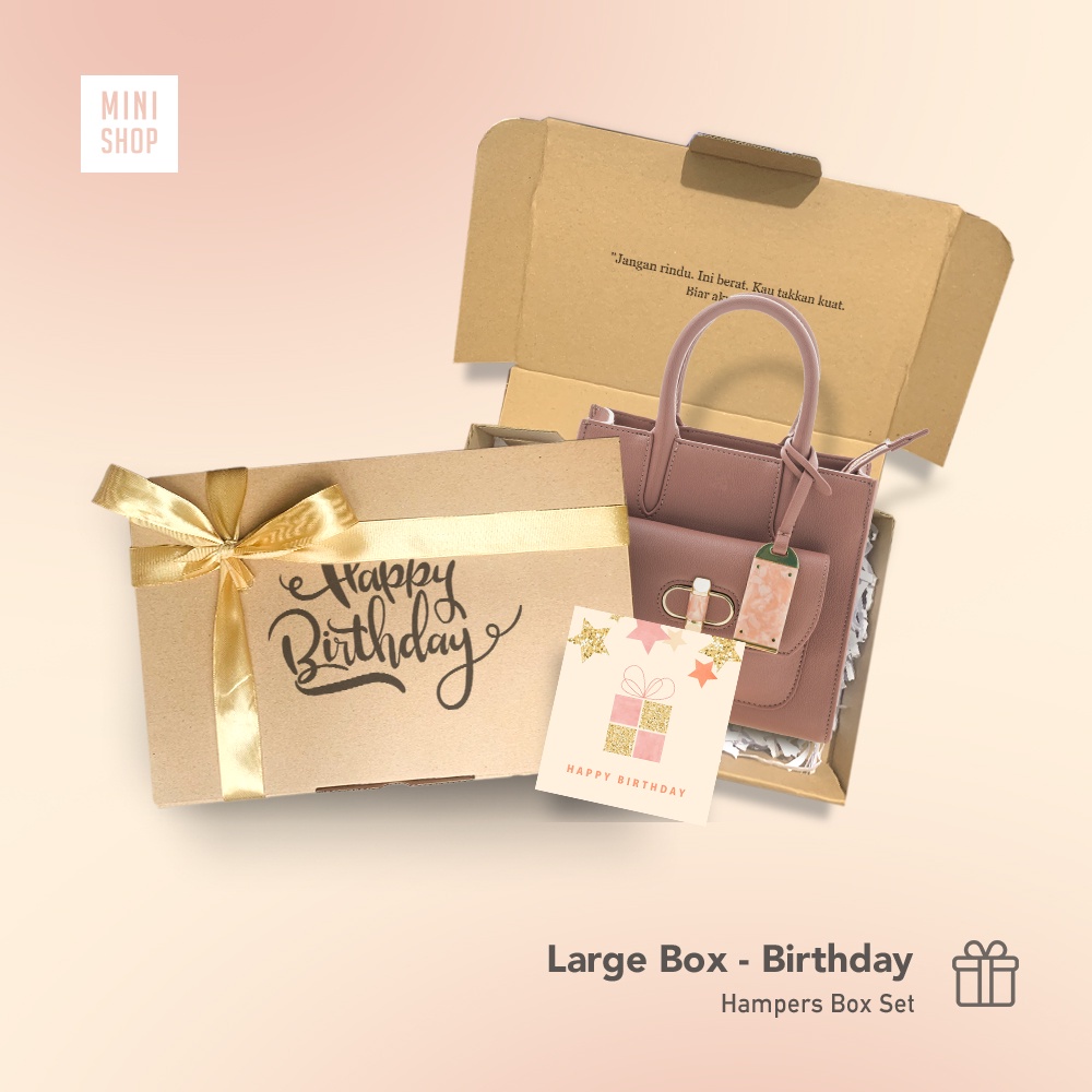 Large box Happy Birthday 32x20 x 10 cm Complete+Ribbon+Greeting Card
