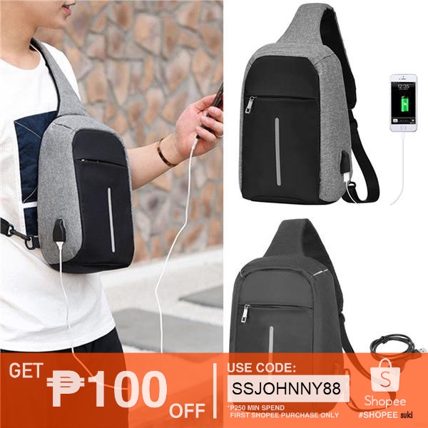 Anti Theft USB Charging Sling Bag Crossbody Bag Travel Bags Shopee Philippines