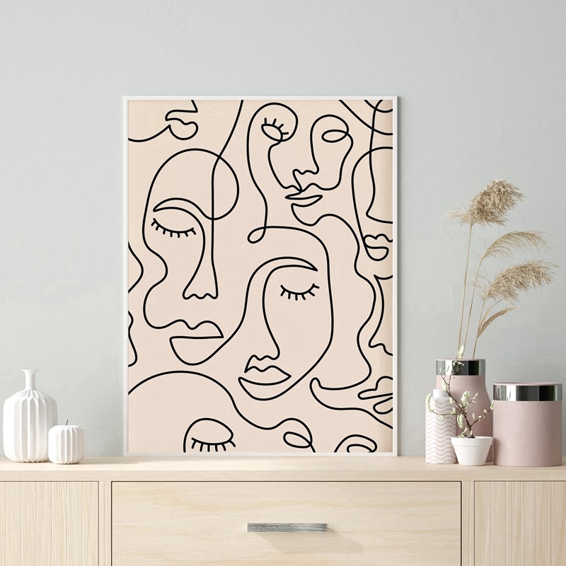 Single Line Face Art Print Minimalist Poster Woman Face One Line ...
