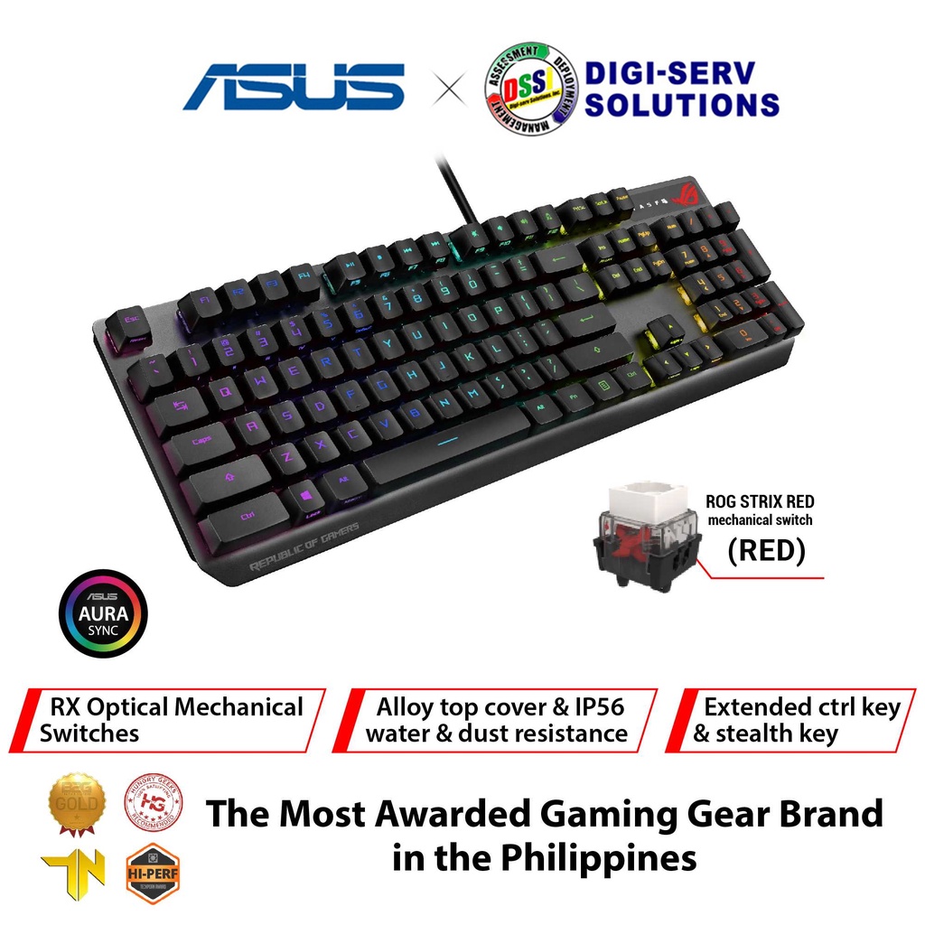 Asus ROG Strix Scope RX Gaming Keyboard w/ ROG RX (Red) Optical ...