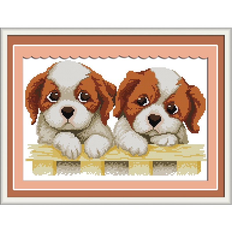 5 Stamped Cross Stitch Kits for Kids.Needlepoint Kits for Beginners. Embroidery  Kit for Kids Girls Cross Stitch kit (Dogs)