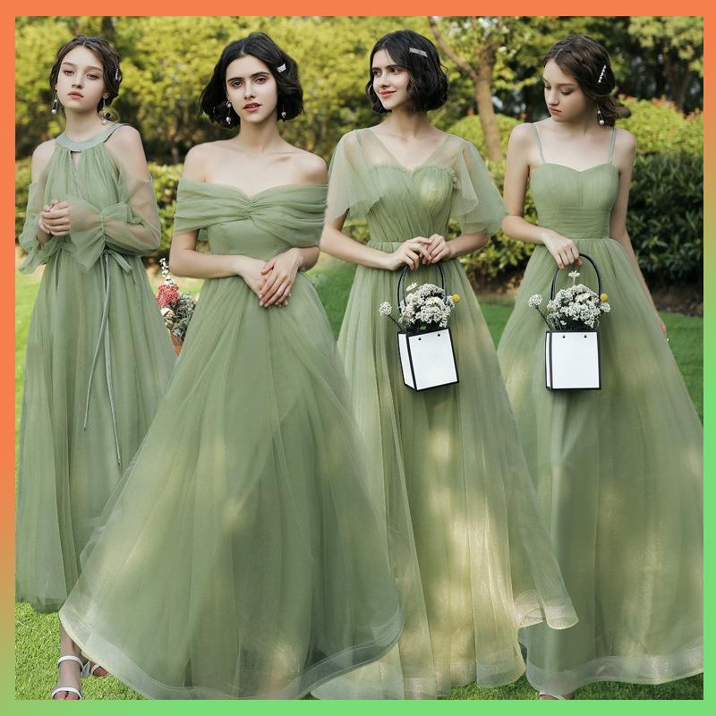 Green color bridesmaid outlet dresses