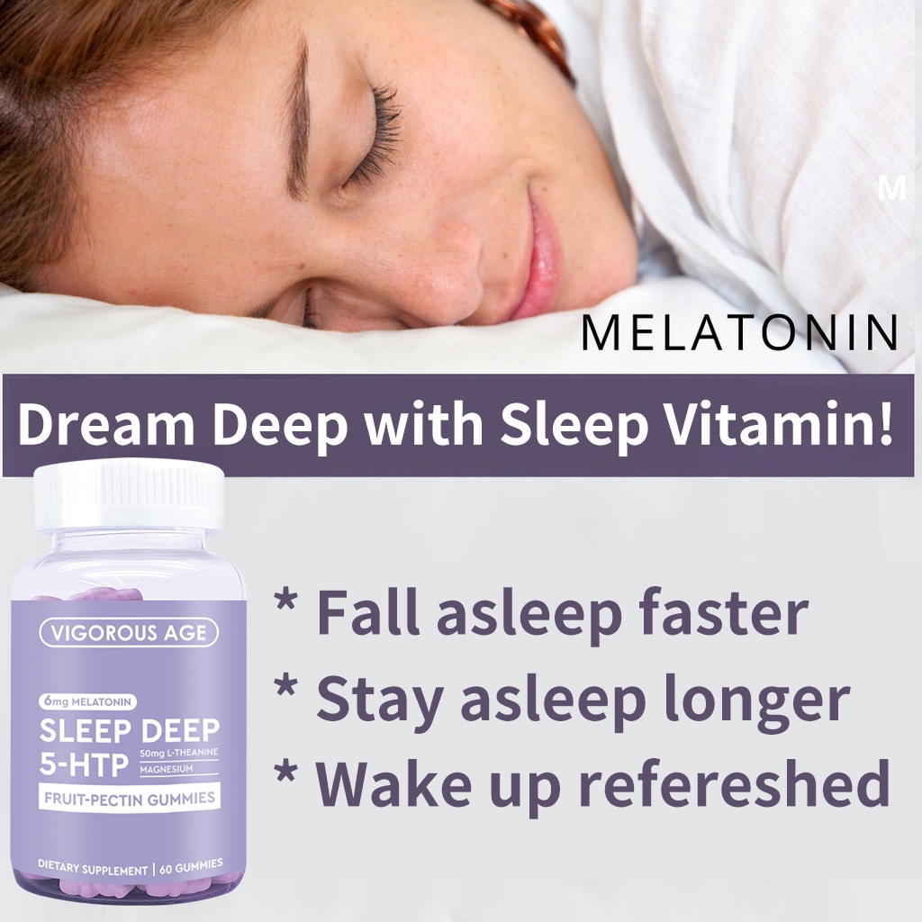 Vigorous Age 6mg Melatonin Sleep Deep 5HTP FruitPectin Gummies 50mg L