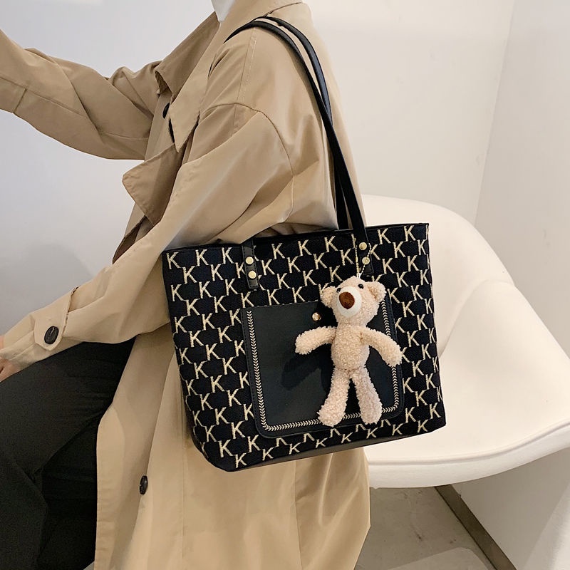 Autumn and winter bear tote bag fashion big bag female 2020