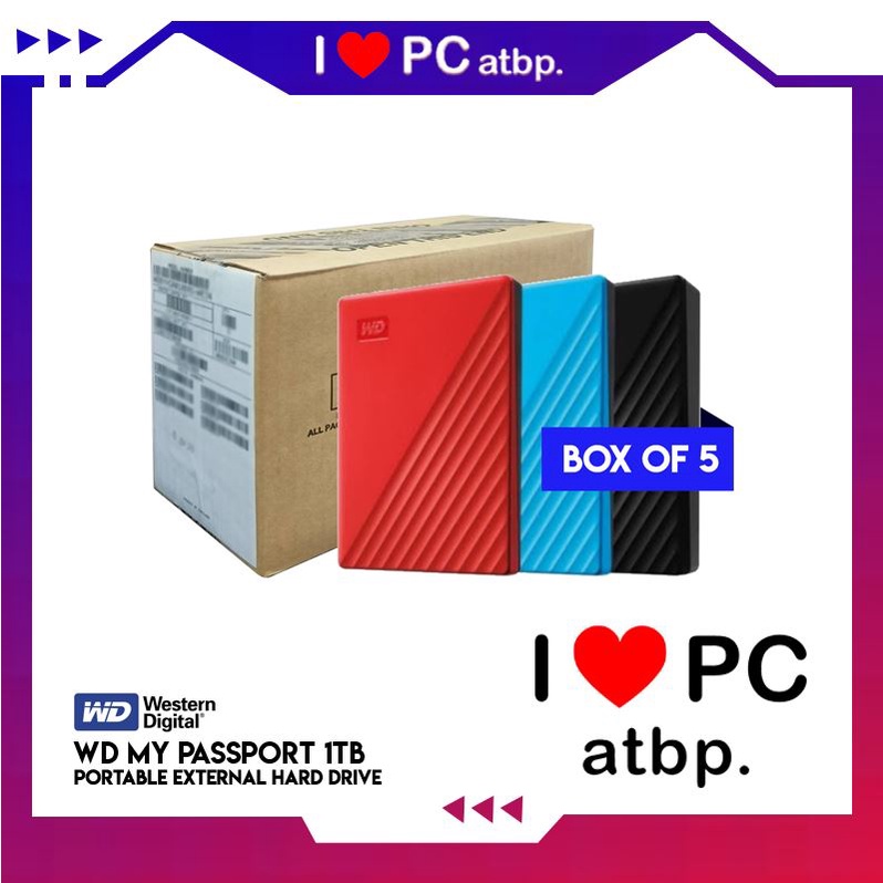 WD My Passport 1TB Portable External Hard Drive, Box of 5 | Shopee ...