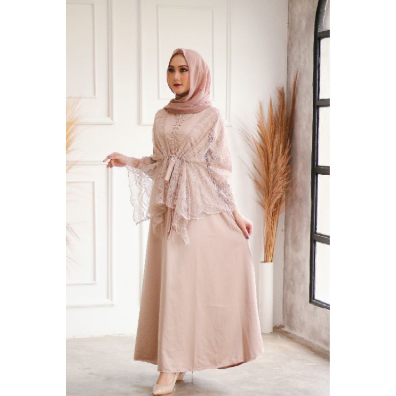 1 Set Gamis Dress Outer (MOCHA) | Shopee Philippines