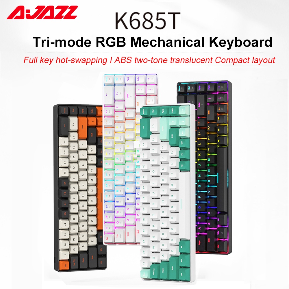 Ajazz K685t Bluetooth Mechanical Keyboard Rgb Backlight 68 Keys Three ...