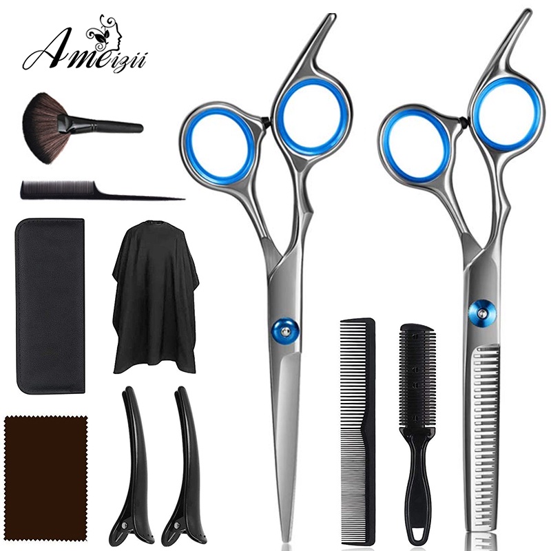 AMEIZII Hair Scissors Set Professional 11PCS Barber Kit Set Stainless