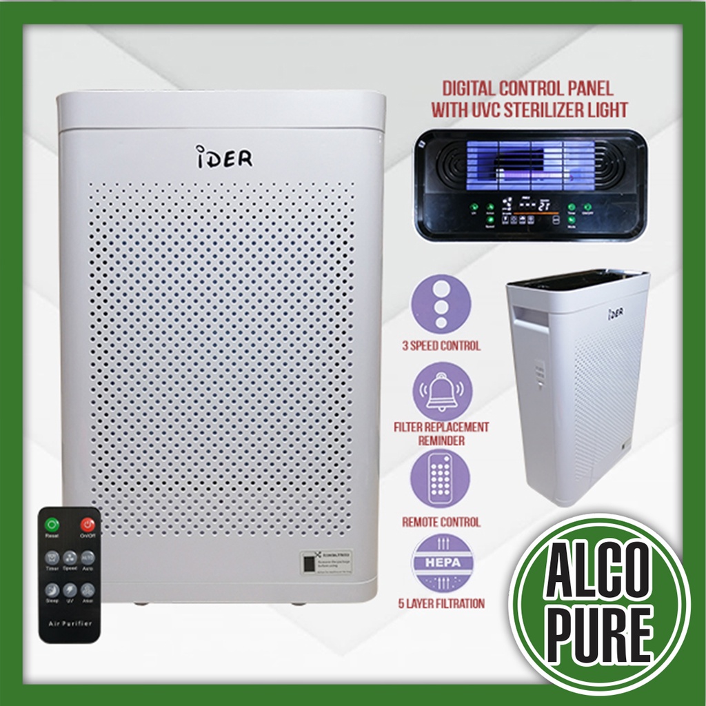 iDer Air Purifier with UVC Light latest V4 Digital Control Panel Remote