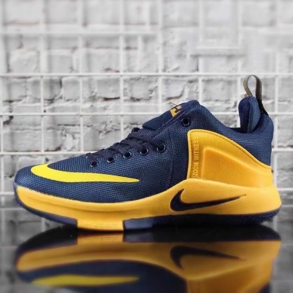 Navy blue and hot sale yellow basketball shoes