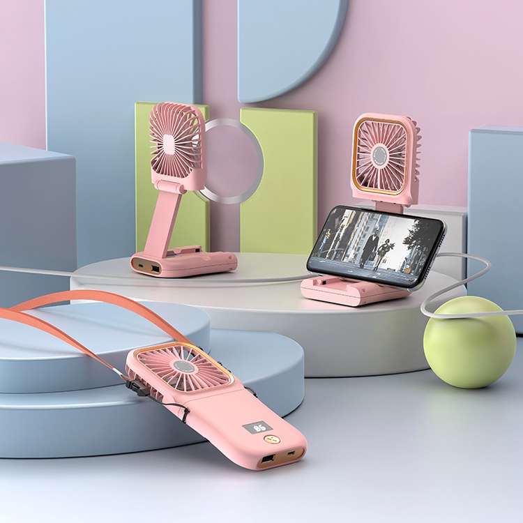 3 in 1 Neck Portable Mini Handheld Fan with Power Bank and Cellphone