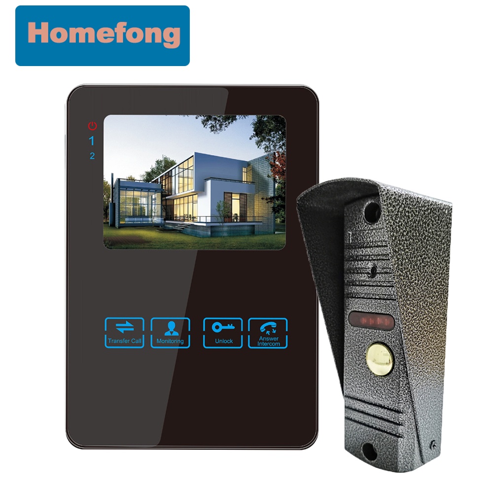 Homefong Home Intercom Video Door Phone 4 Inch Monitor Aluminum Outdoor ...