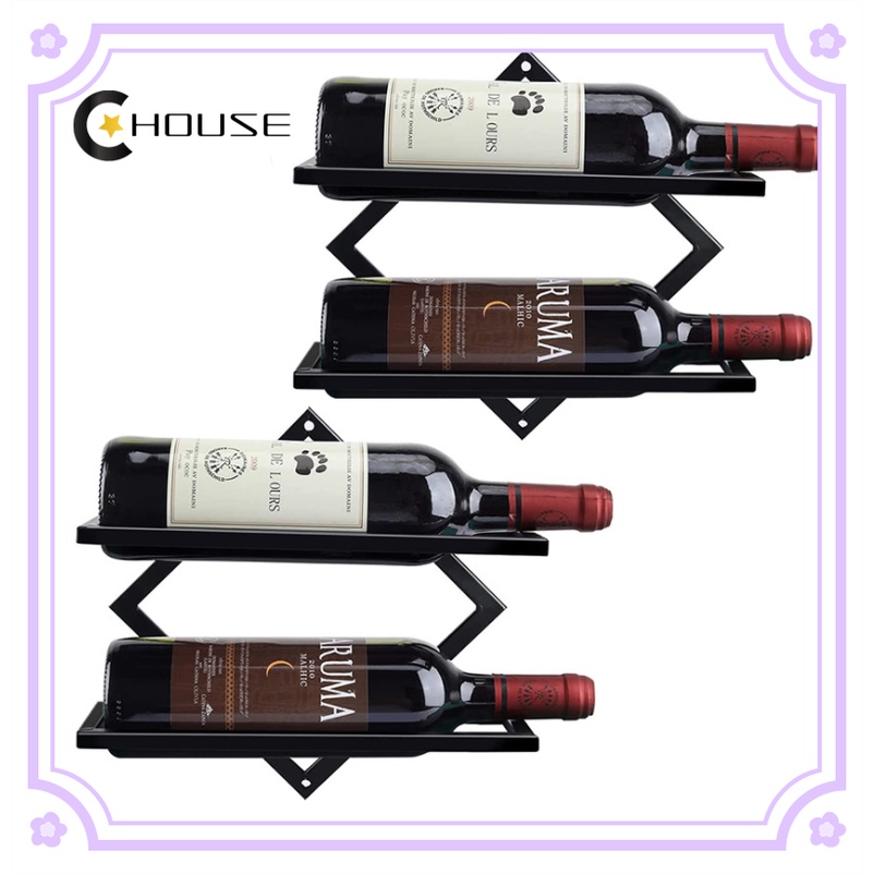 【COD】Wall Mounted Iron Wine Rack Bottle Champagne Glass Holder Shelves ...