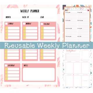 Weekly Daily Planner REUSABLE ERASABLE - A4 Size SUPERPREP Laminated ...