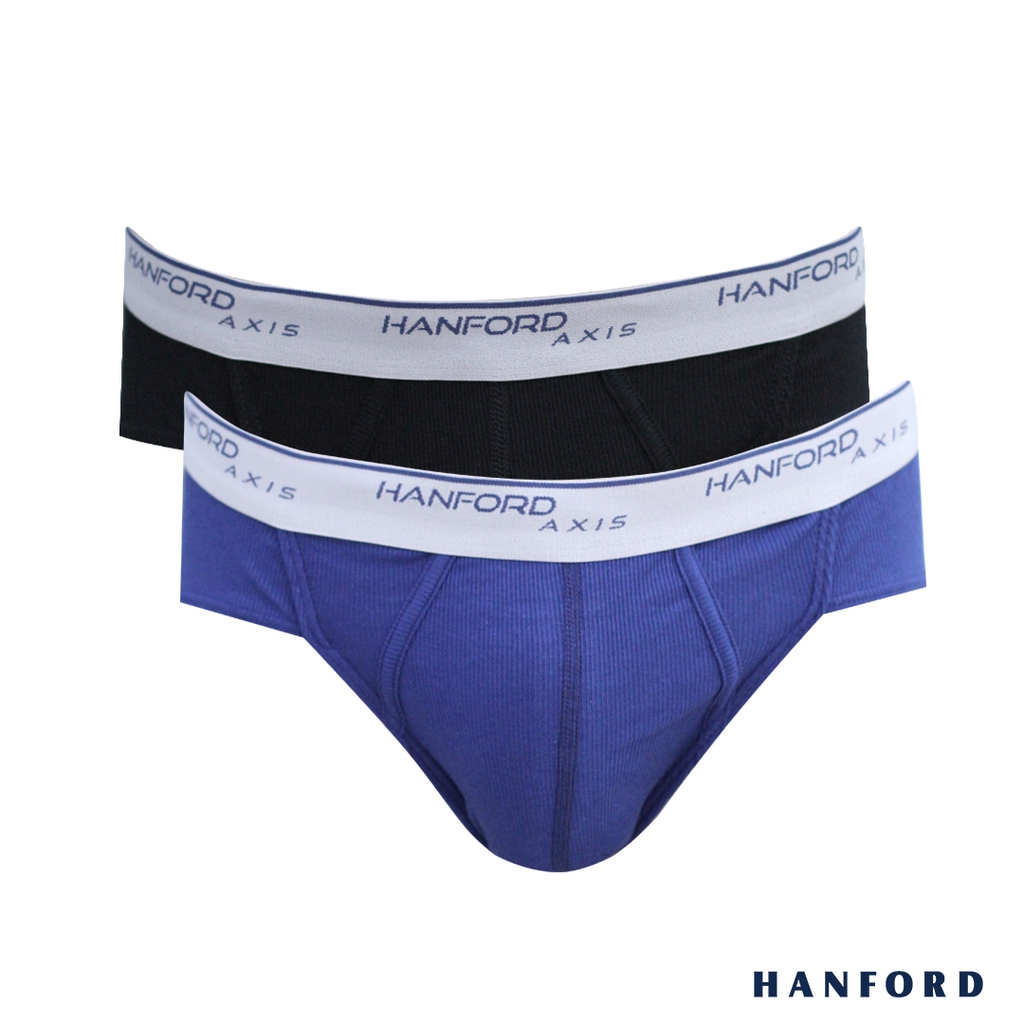 Hanford Men Premium Ribbed Cotton Axis Briefs - Black/Blue (2in1 Pack ...