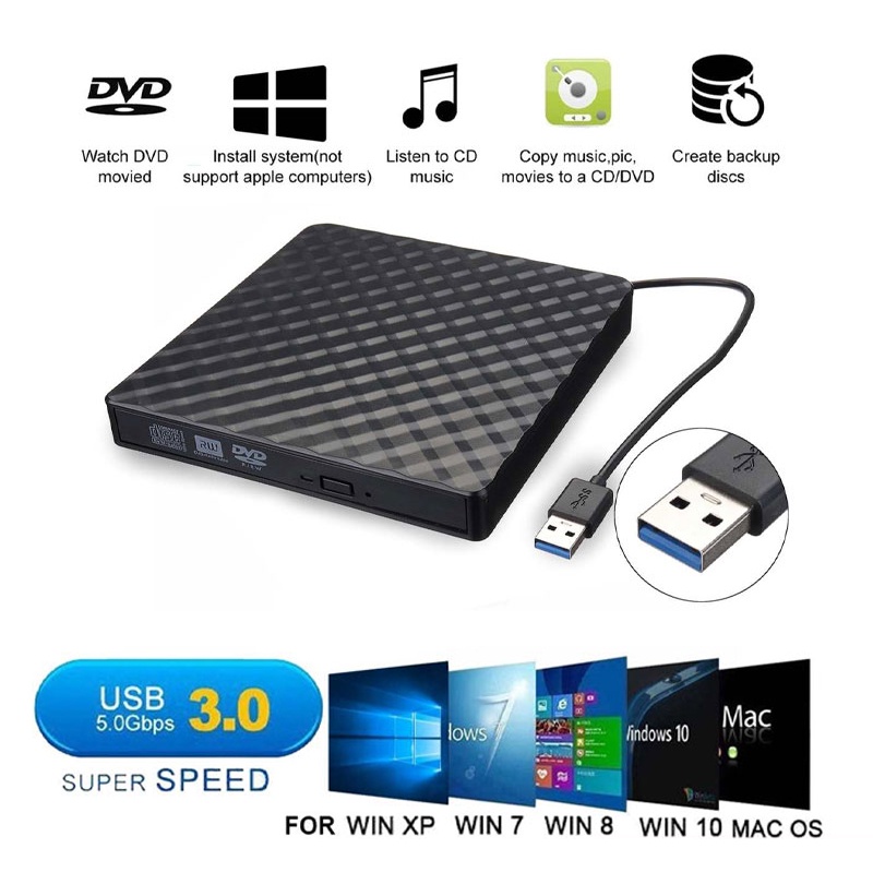 USB 3.0 Portable External DVD/CD RW Drive Burner Writer Recorder DVD RW ...