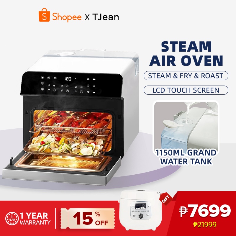 TJean Smart Steam Oven 10.5L Rapid Steam Output Air Fryer Steamer Oil