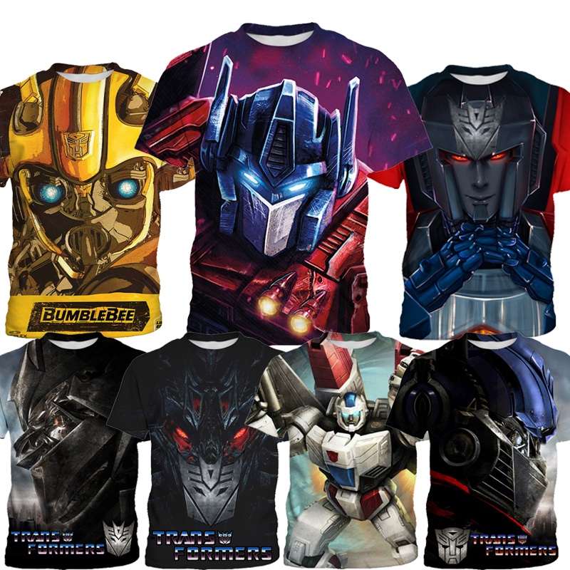 【In Stocks】Transformers T-Shirt for Optimus Prime Megatron Kids Croptop ...