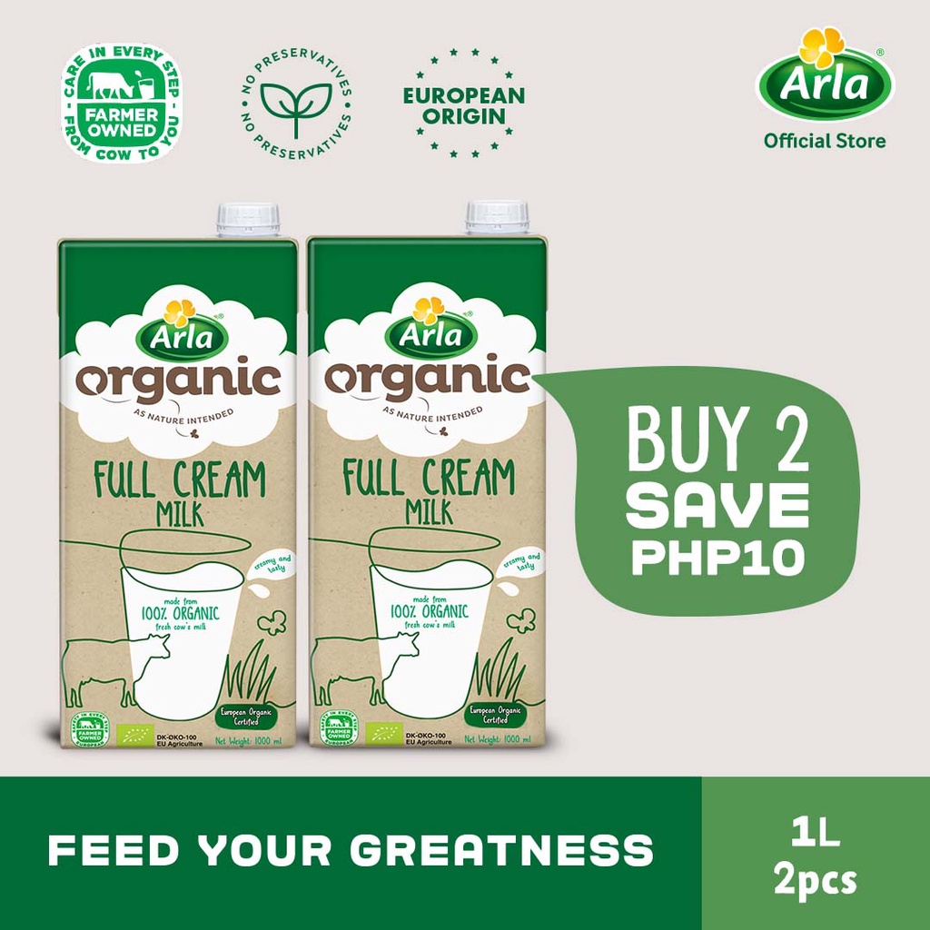 Arla Organic Full Cream Milk 1L 2-Pack | Shopee Philippines