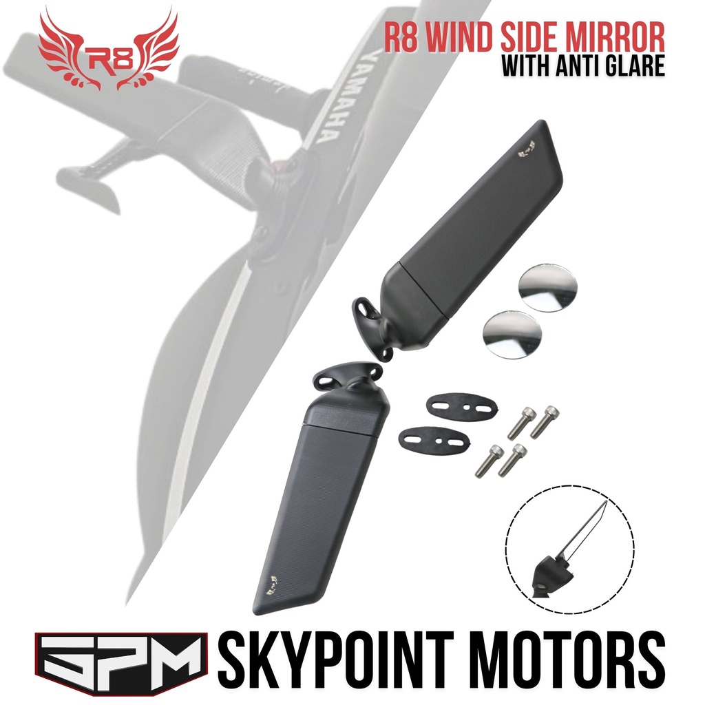 Wind Side Mirror for Yamaha R3, R15 with Anti-Glare R8 (9810-198 ...