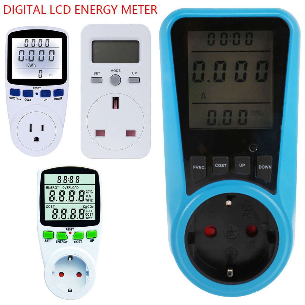 AC Power Meters 220V Digital Wattmeter EU US UK Energy Meter Watt
