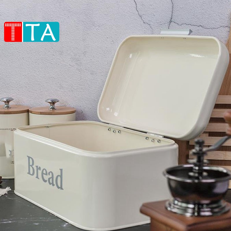 Vintage Bread Cupboard Iron Snack Desktop Storage Box White TAPH ...