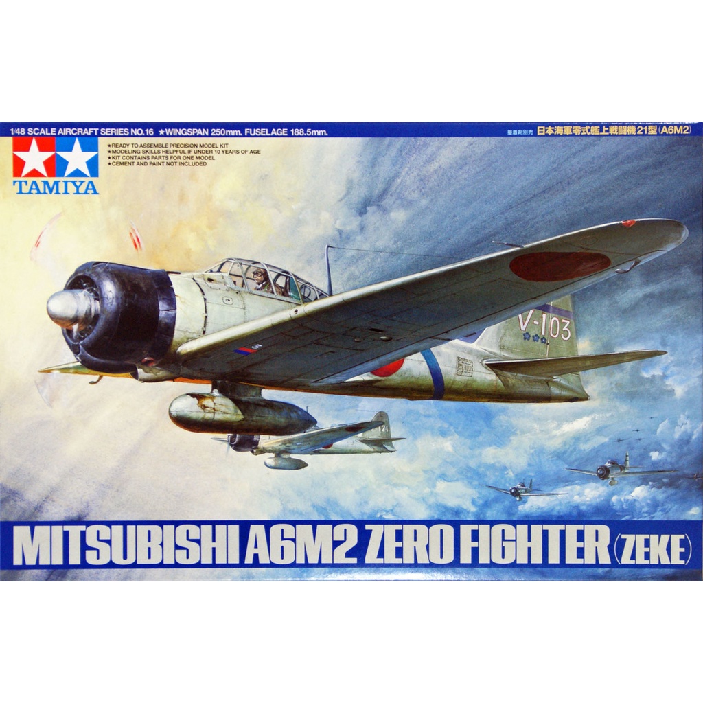 Tamiya Mitsubishi A6M2 Type 21 Zero Fighter (Zeke) 1/48 Scale Kit ...