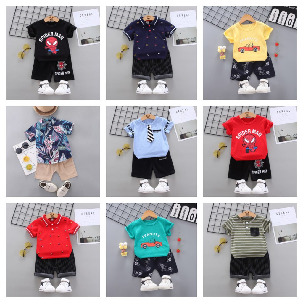 Snoopy children's clothing boys' suits summer pure cotton short